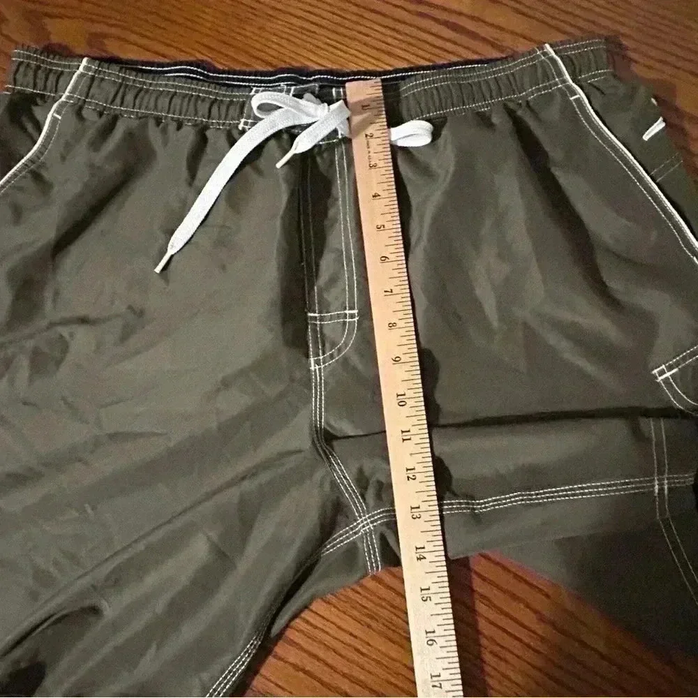 SPEEDO Mens Size XL Swim Beach Surf Board Shorts Drawstring Khaki Green